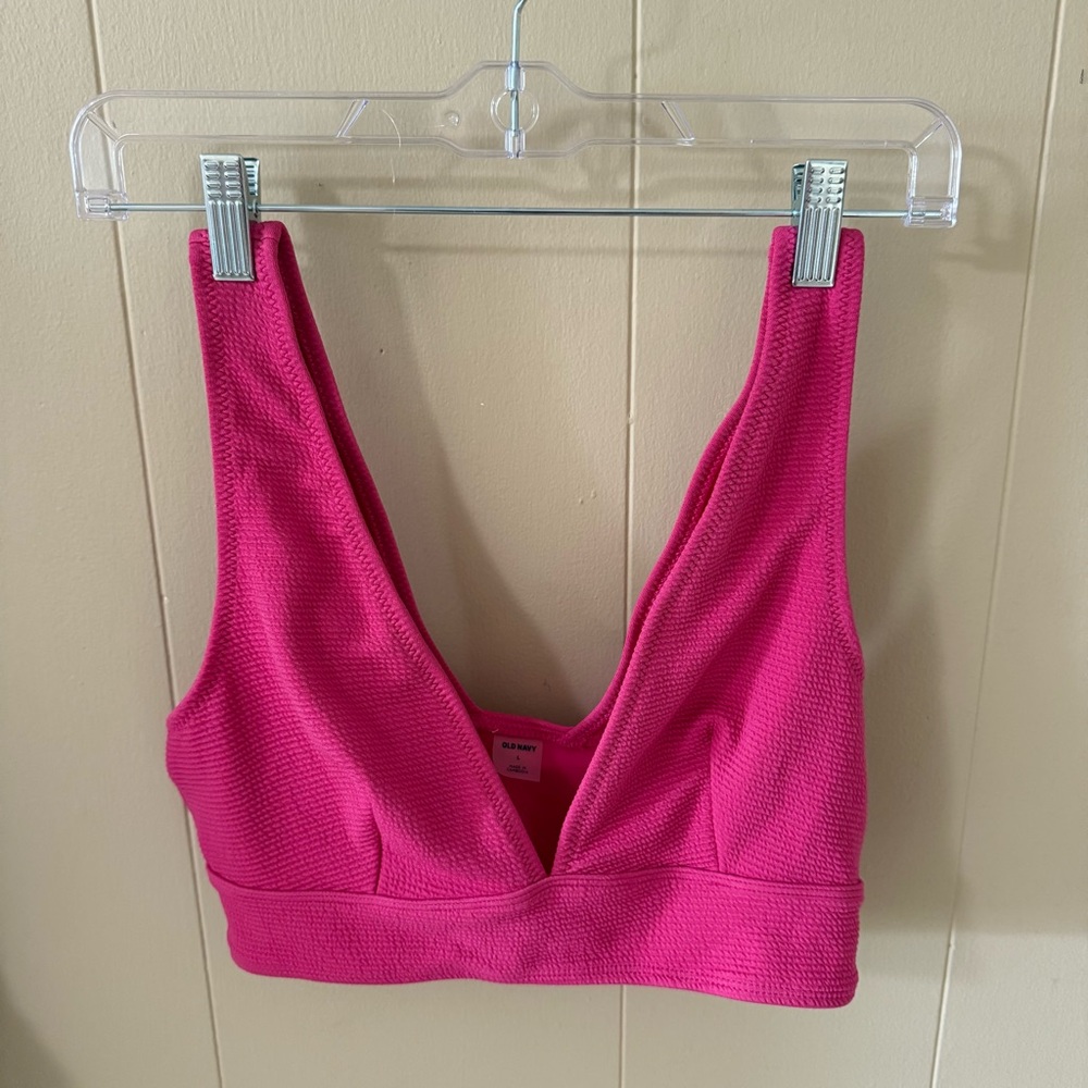 Size L Old Navy Pink Plunge Top & High Waisted Bikini Bottoms